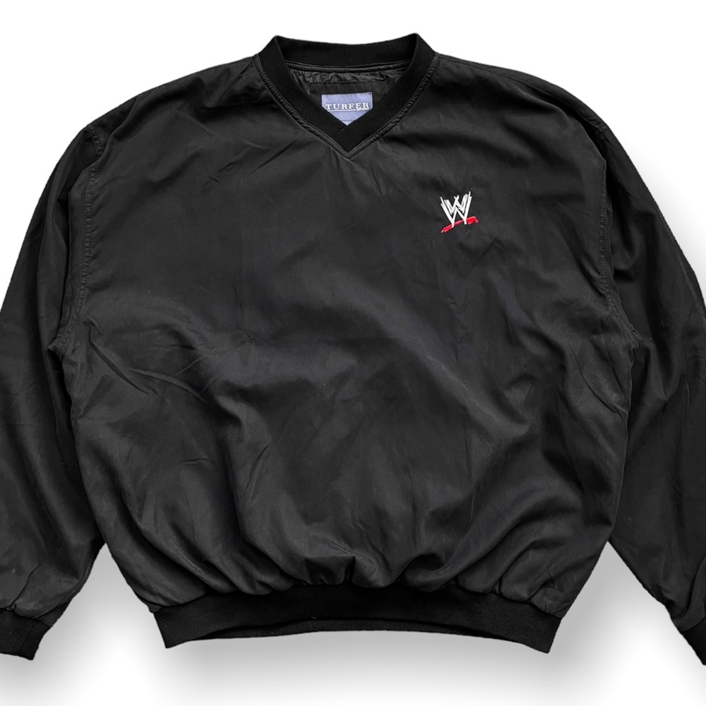 XX-Large Y2K Black Boxy WWE Windbreaker Pullover Jacket